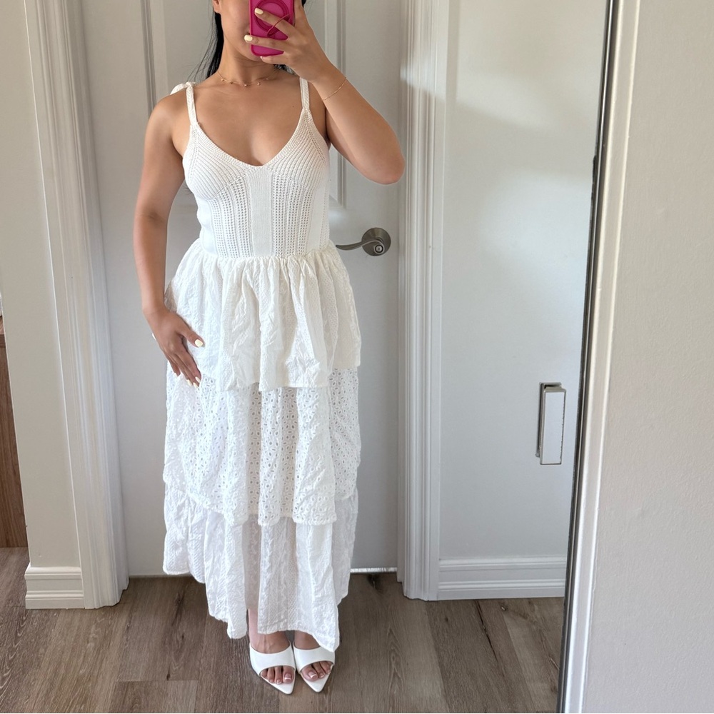 En Saison - Maxi Knit Linen Ruffle Dress 100% cotton